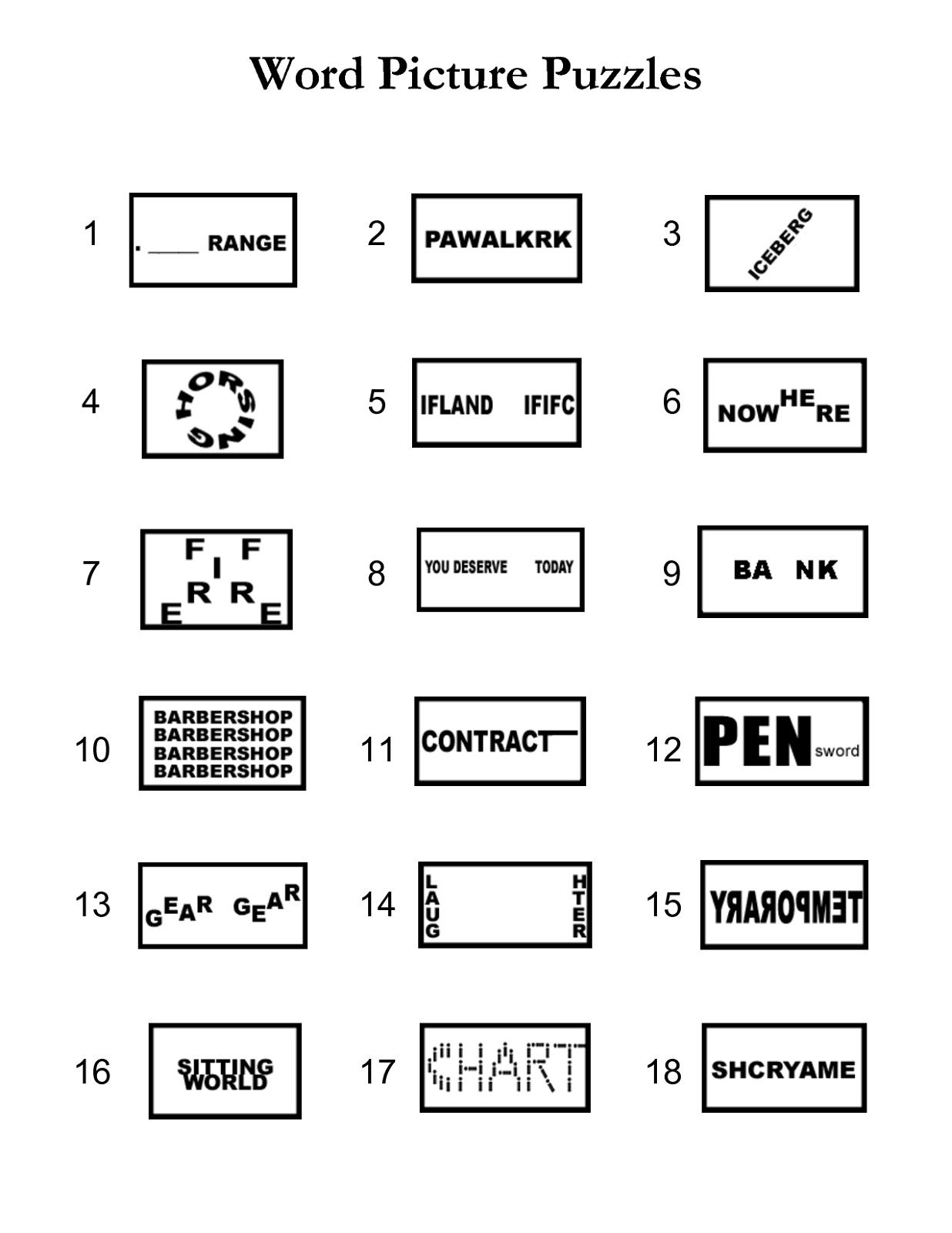 Word Puzzles Brain Teasers Printable