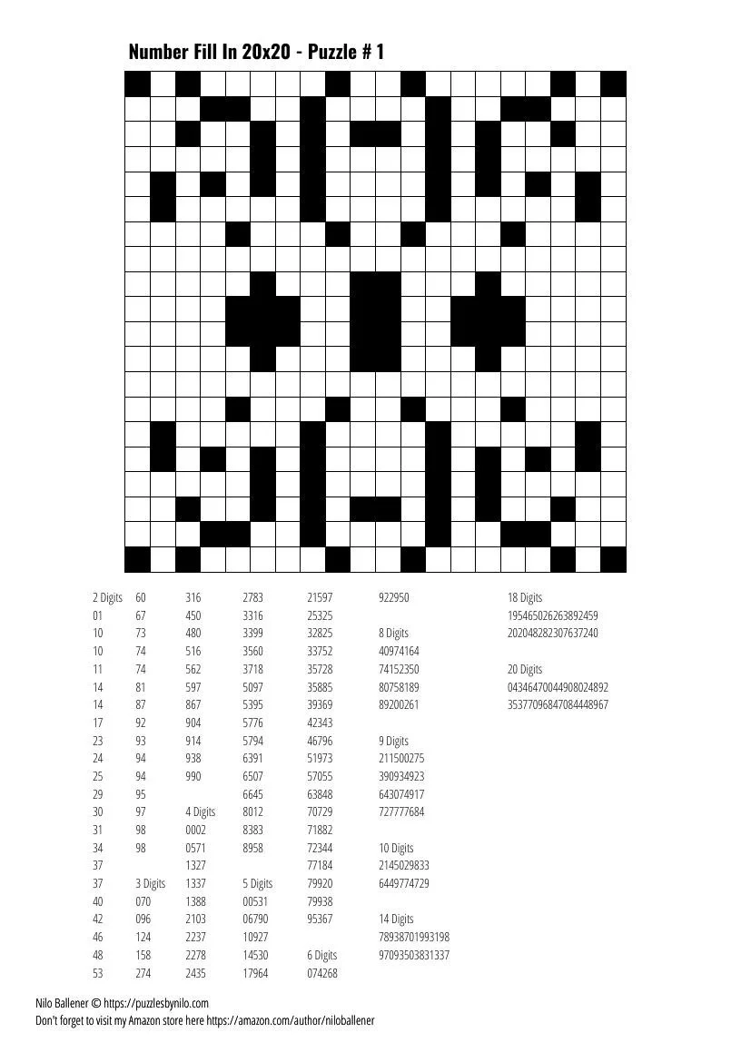Number Puzzles Free Printable