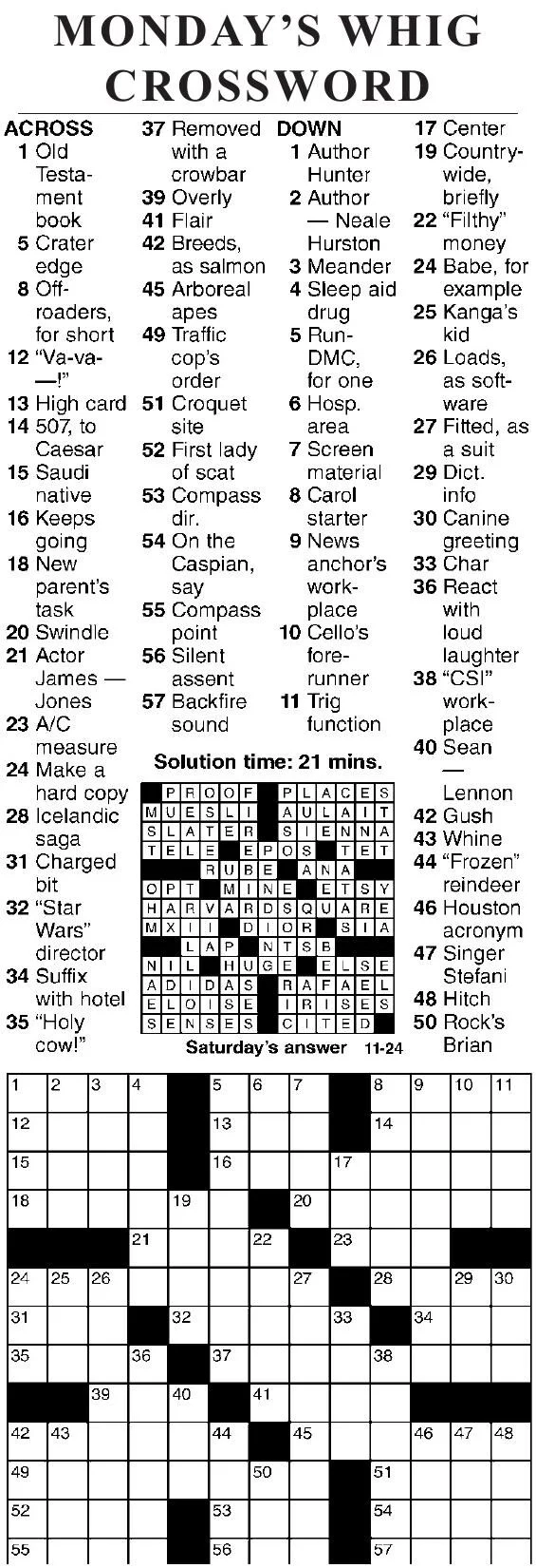 Printable Sheffer Crossword Puzzles