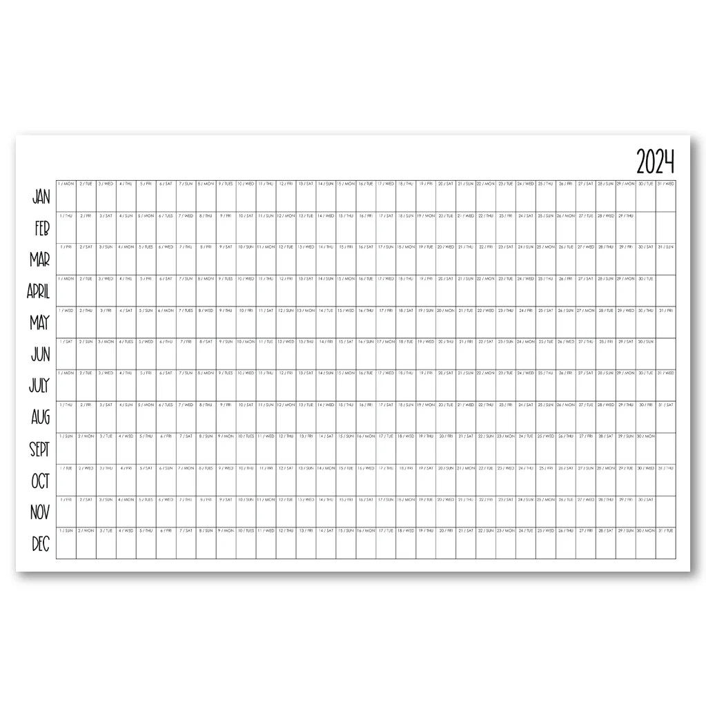 11x17 Year On A Page Calendar