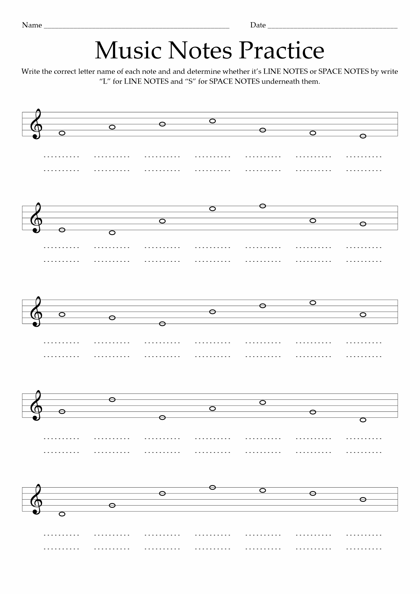 Free Printable Music Notes Worksheets