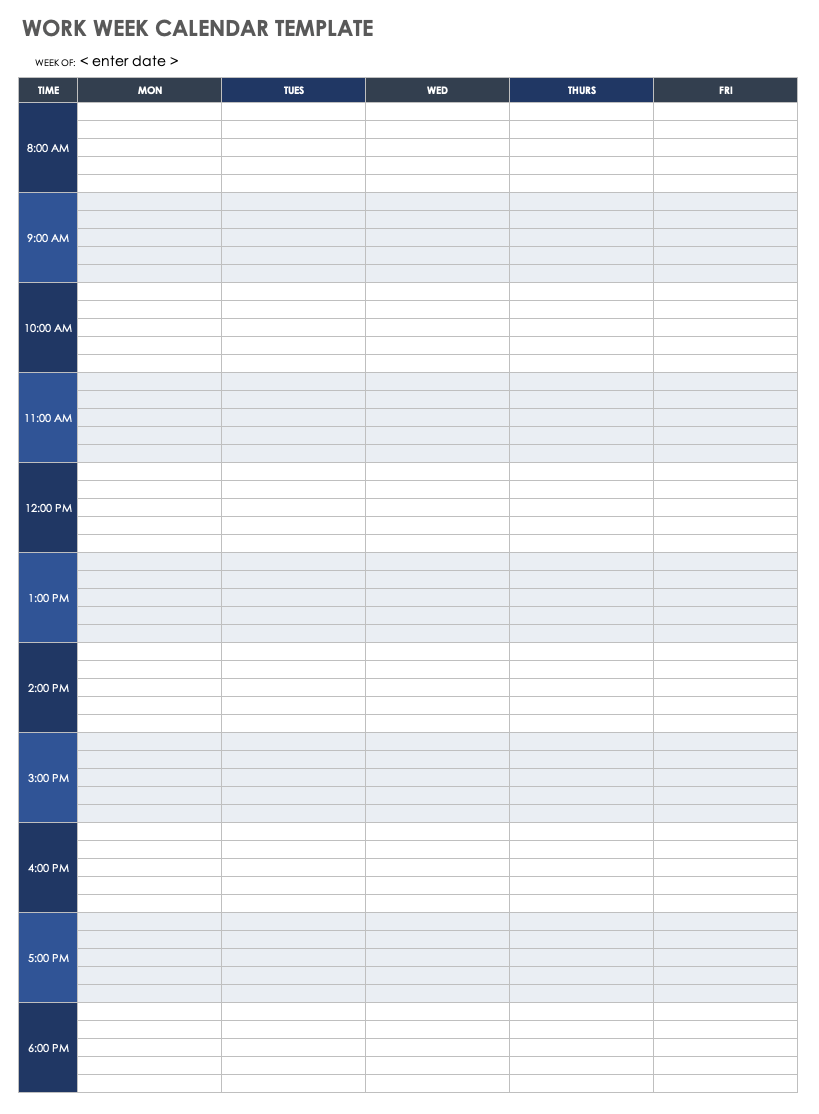 Blank Printable Calendar Times
