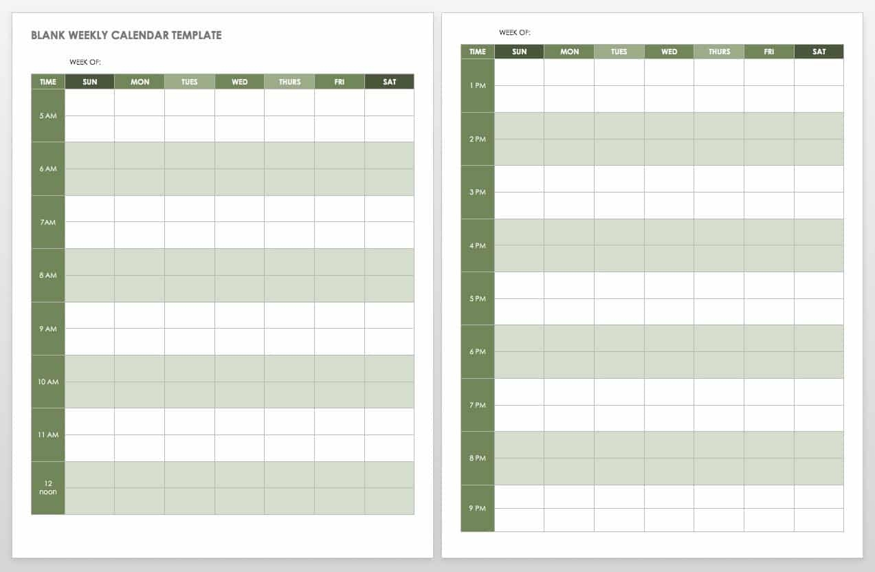 Blank Desk Weekly Calendar Printable