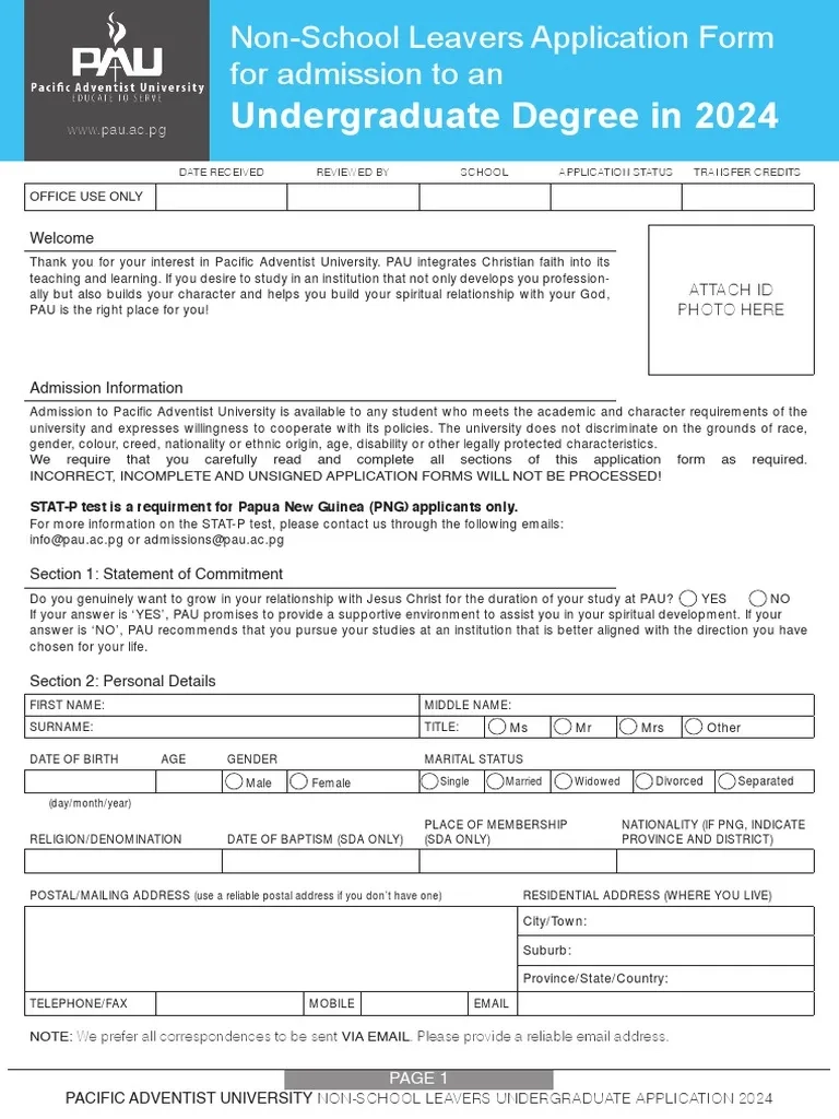 Upng Application Form 2026