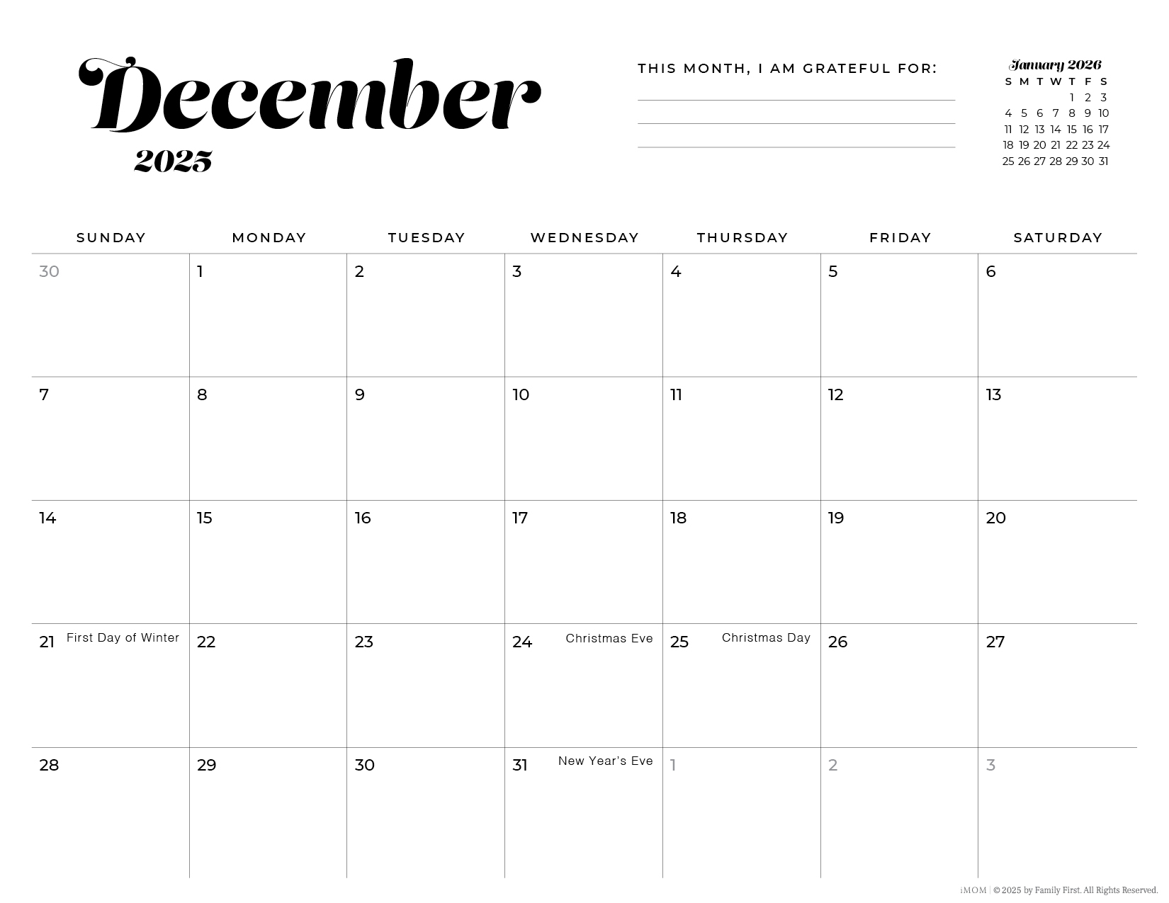 2025 2026 Simple Printable Calendar For Moms IMOM
