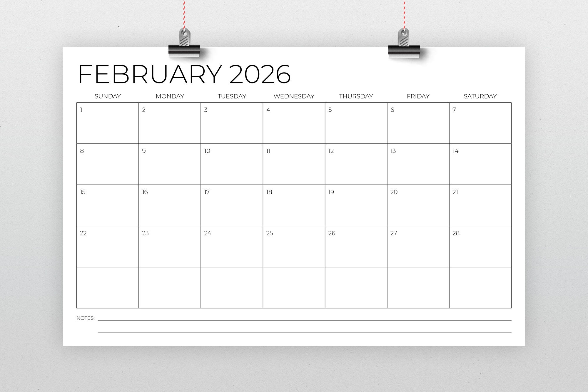 2026 11x17 Calendar Template By Running With Foxes TheHungryJPEG