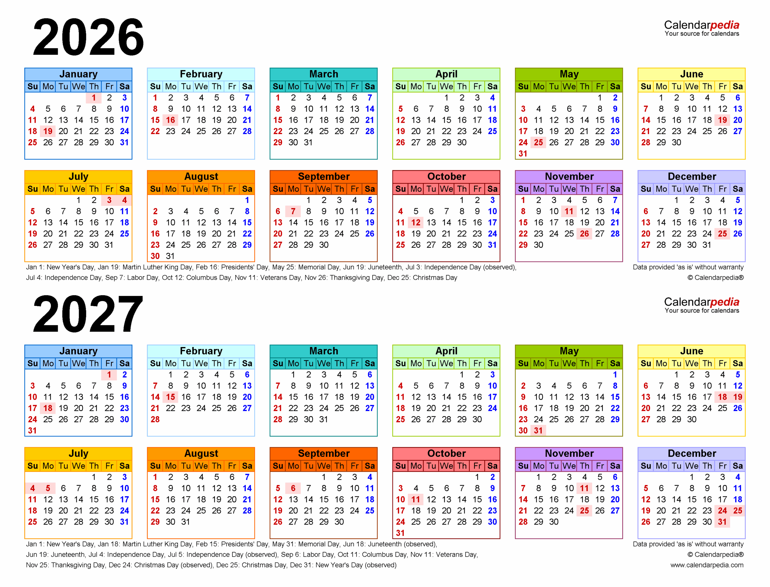 Free Blank Printable Calendar 2026-2027