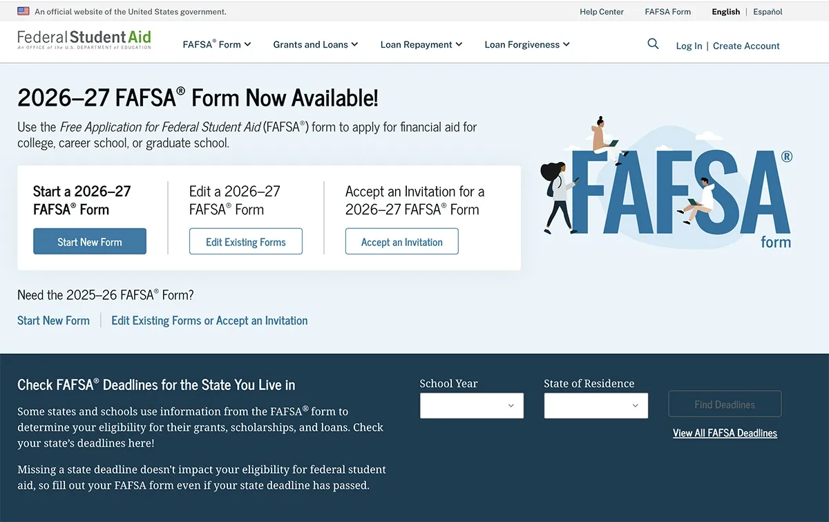 2026 27 fafsa now available college aid services