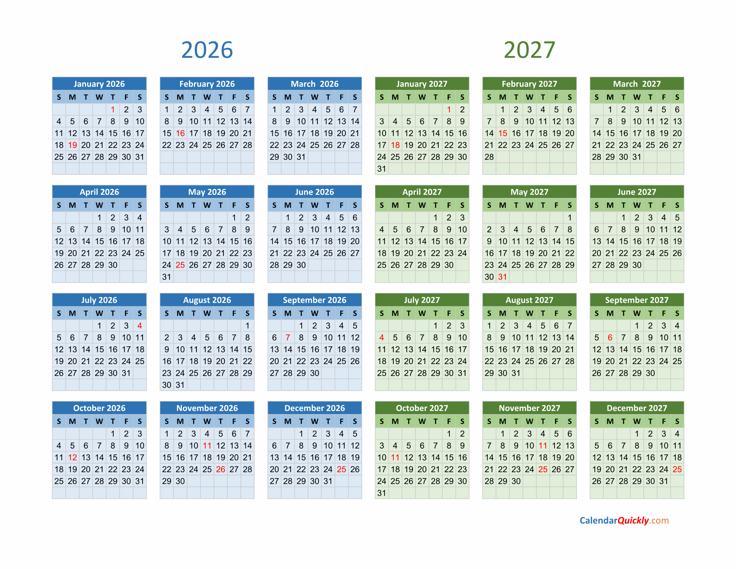 2026 And 2027 Academic Calendar Printable