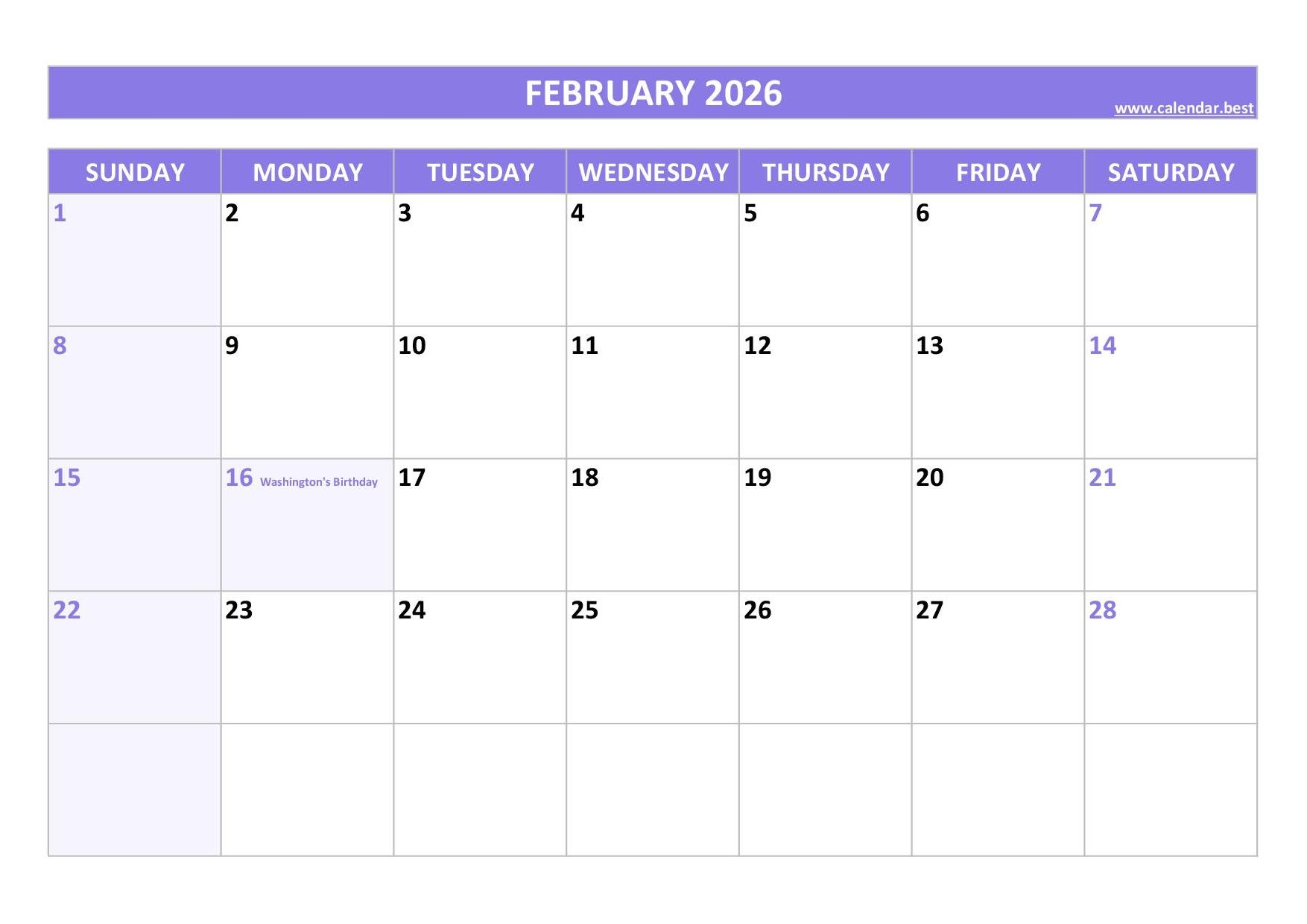 General Blue Printable Calendar 2026