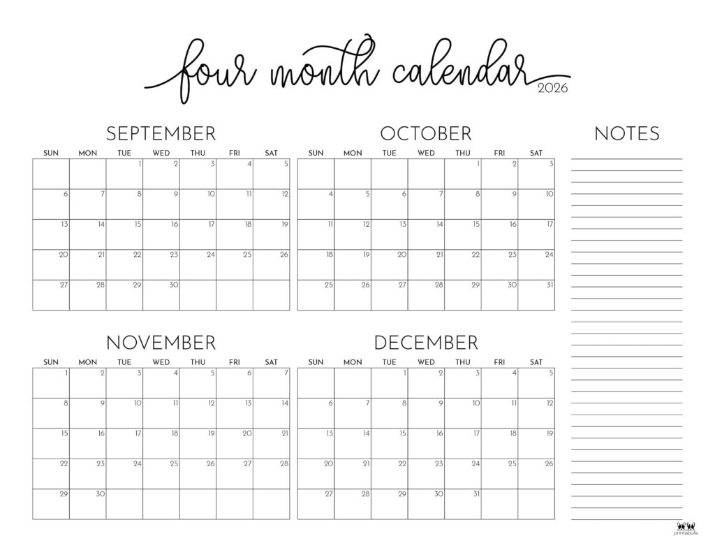 Printable Calendar October To December 2026