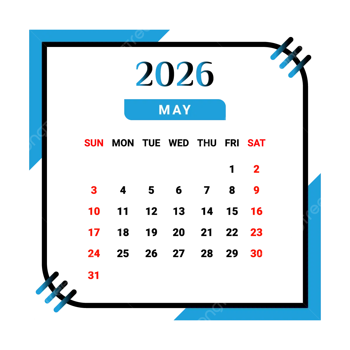 Black May Calendar 2026