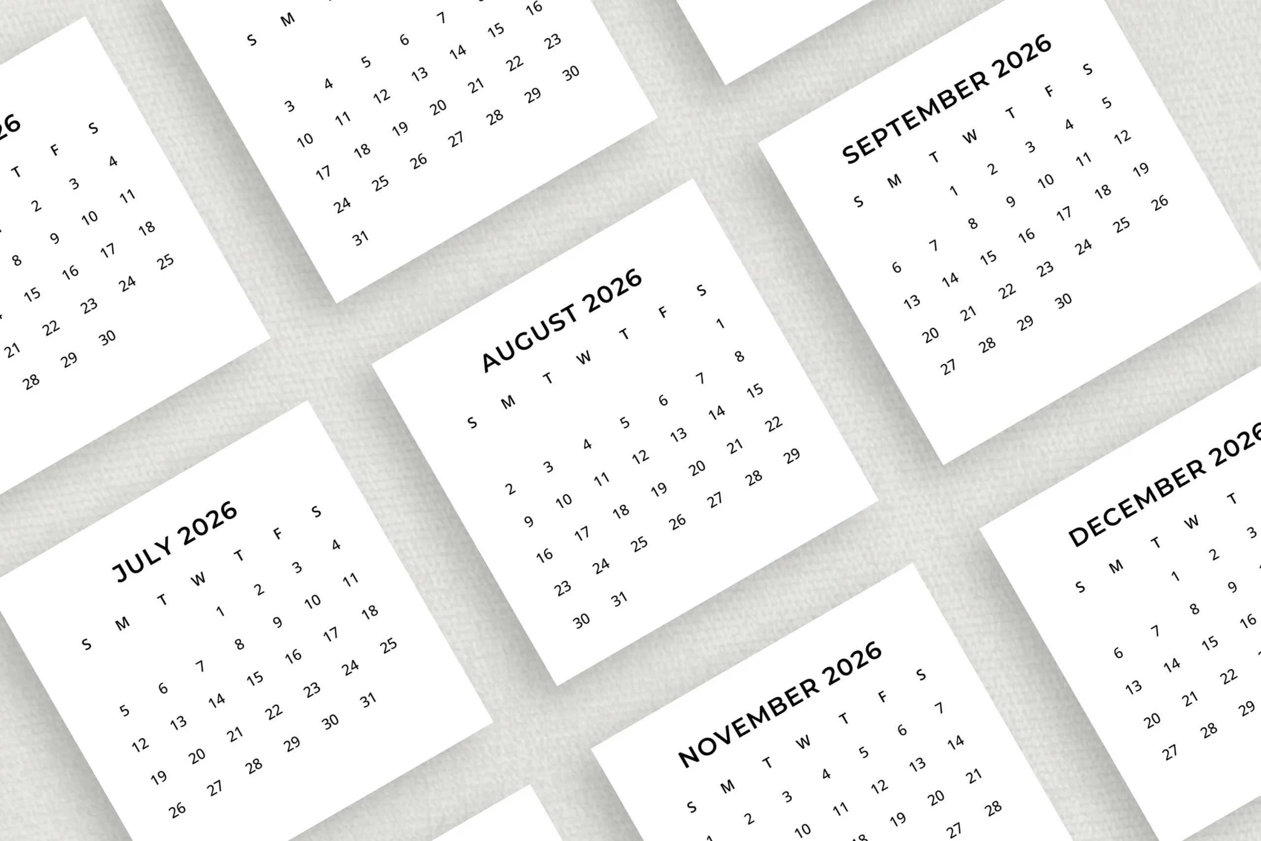 2026 Mini Calendar 2026 Small Calendar Printable 2026 Minimalist 