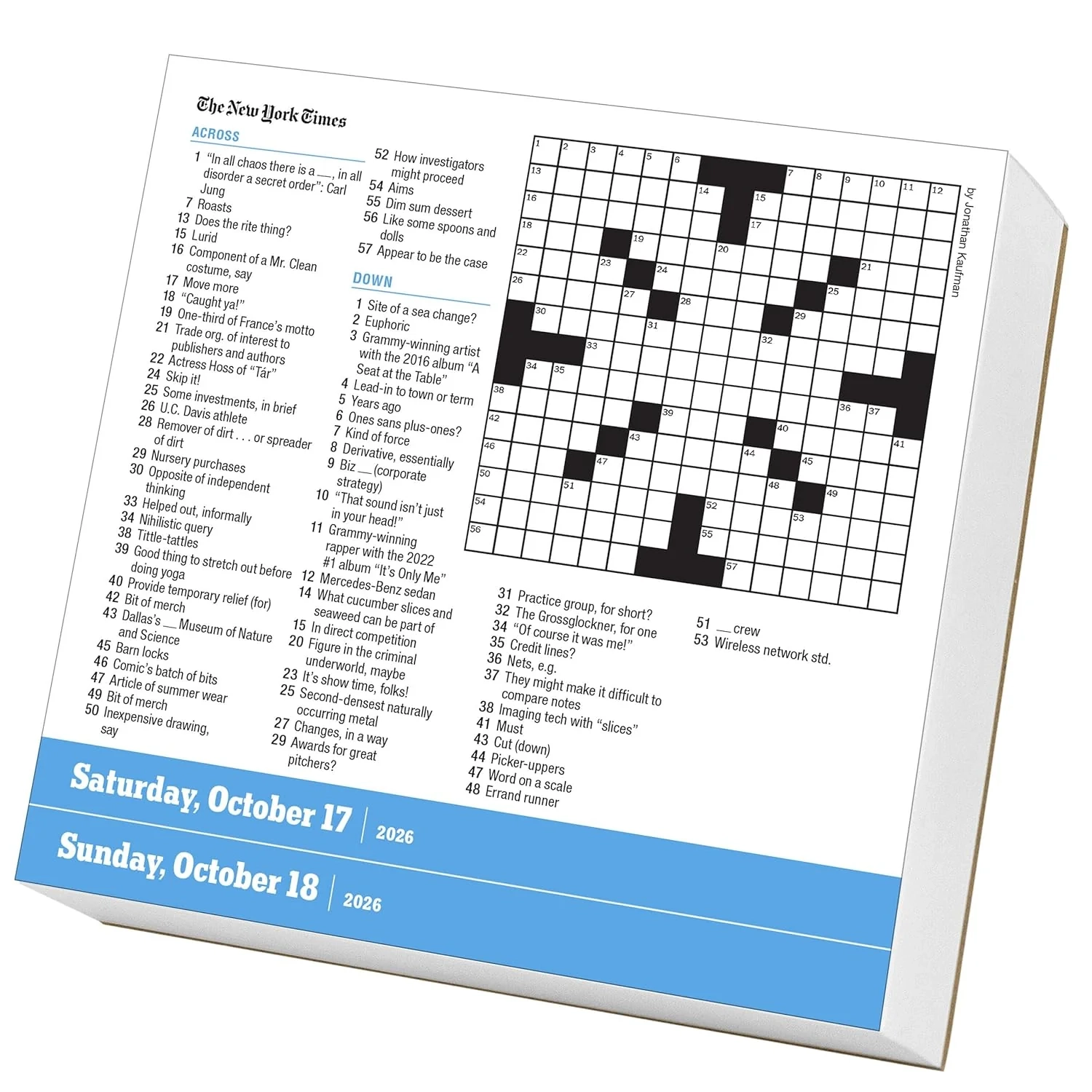 2026 New York Times Crossword Daily Boxed Page A Day Calendar