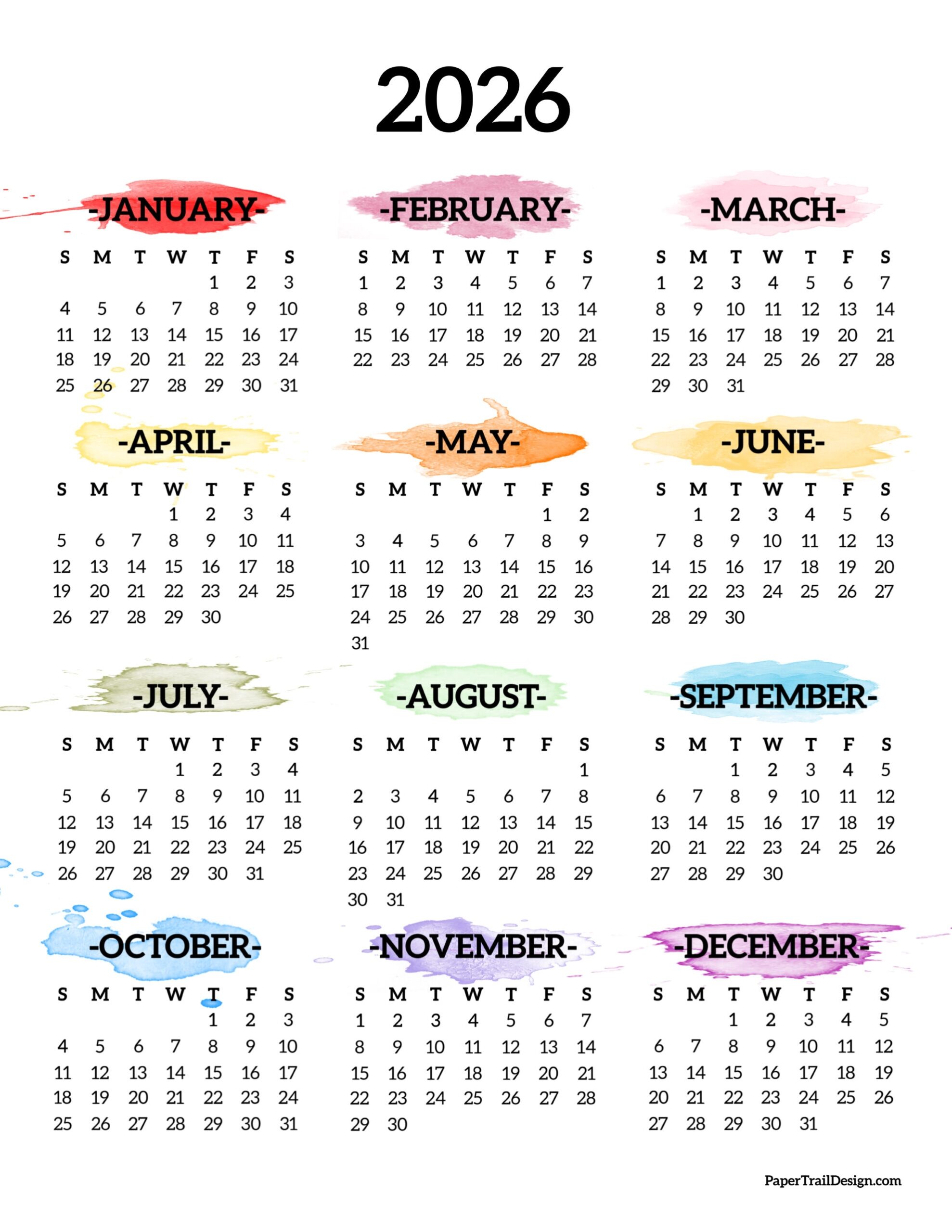 2026 Blank Calendar Template