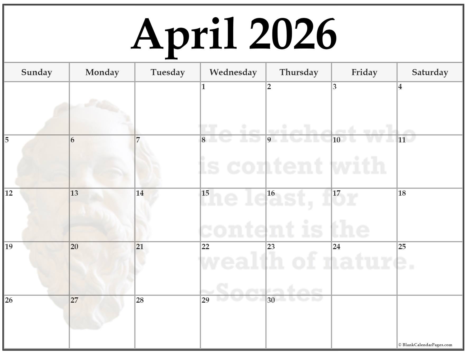 24 April 2026 Quote Calendars