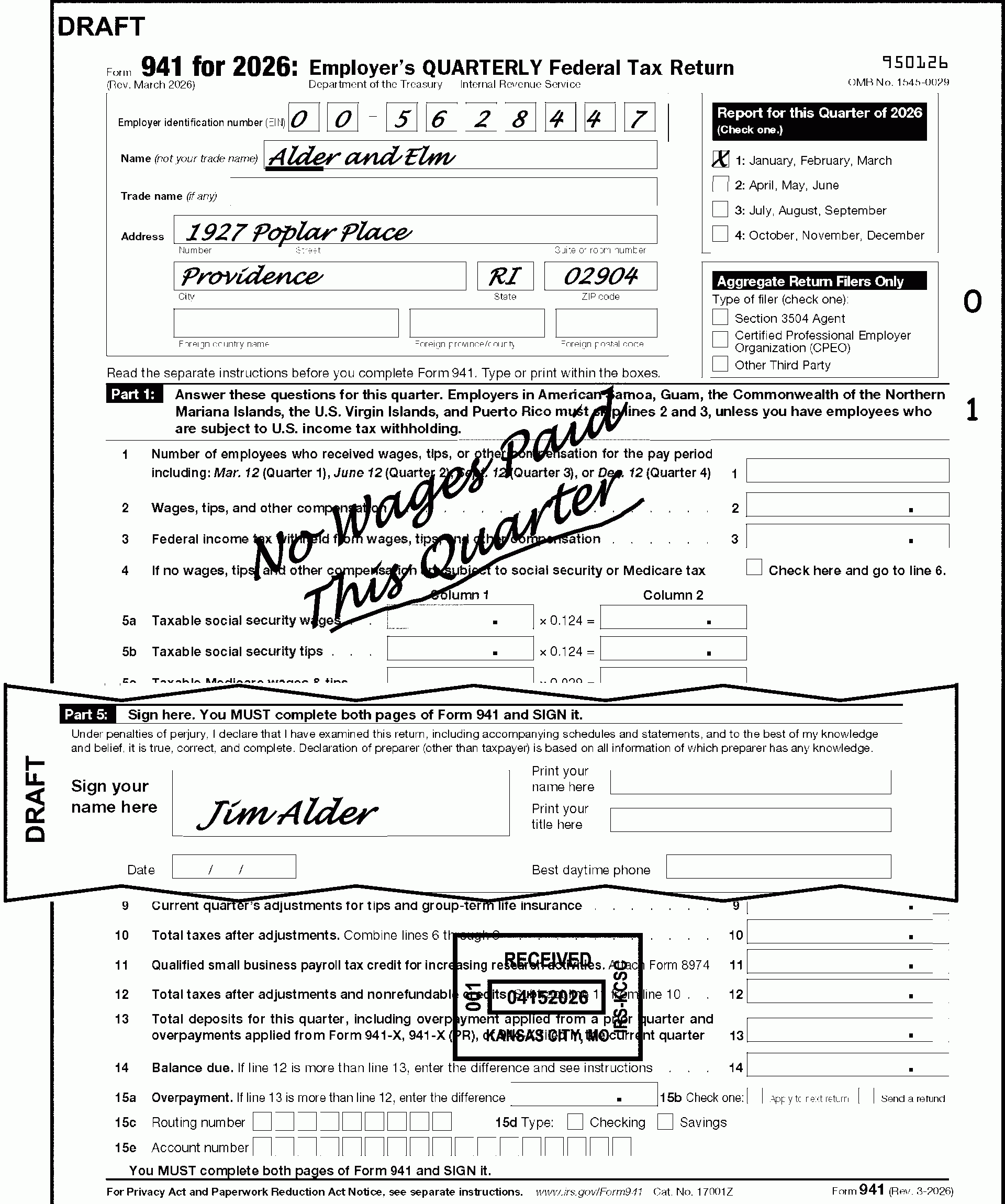 941 Form 2026 Printable Free