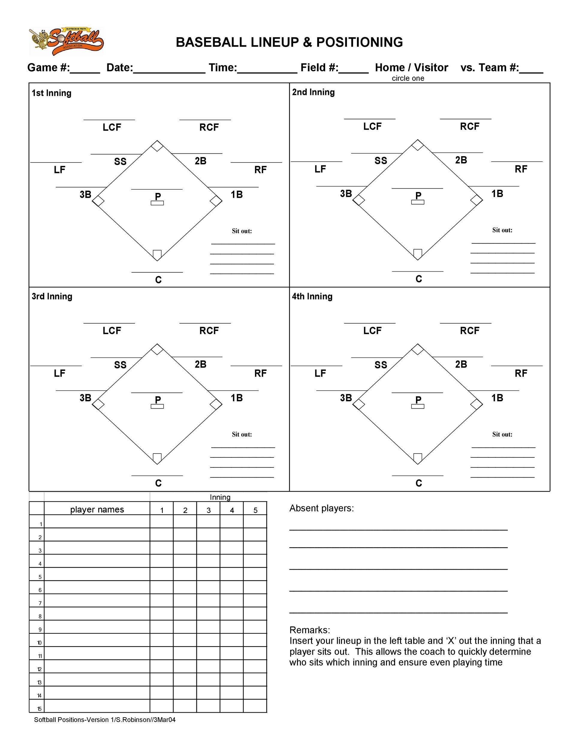 Baseball Field Template Printable