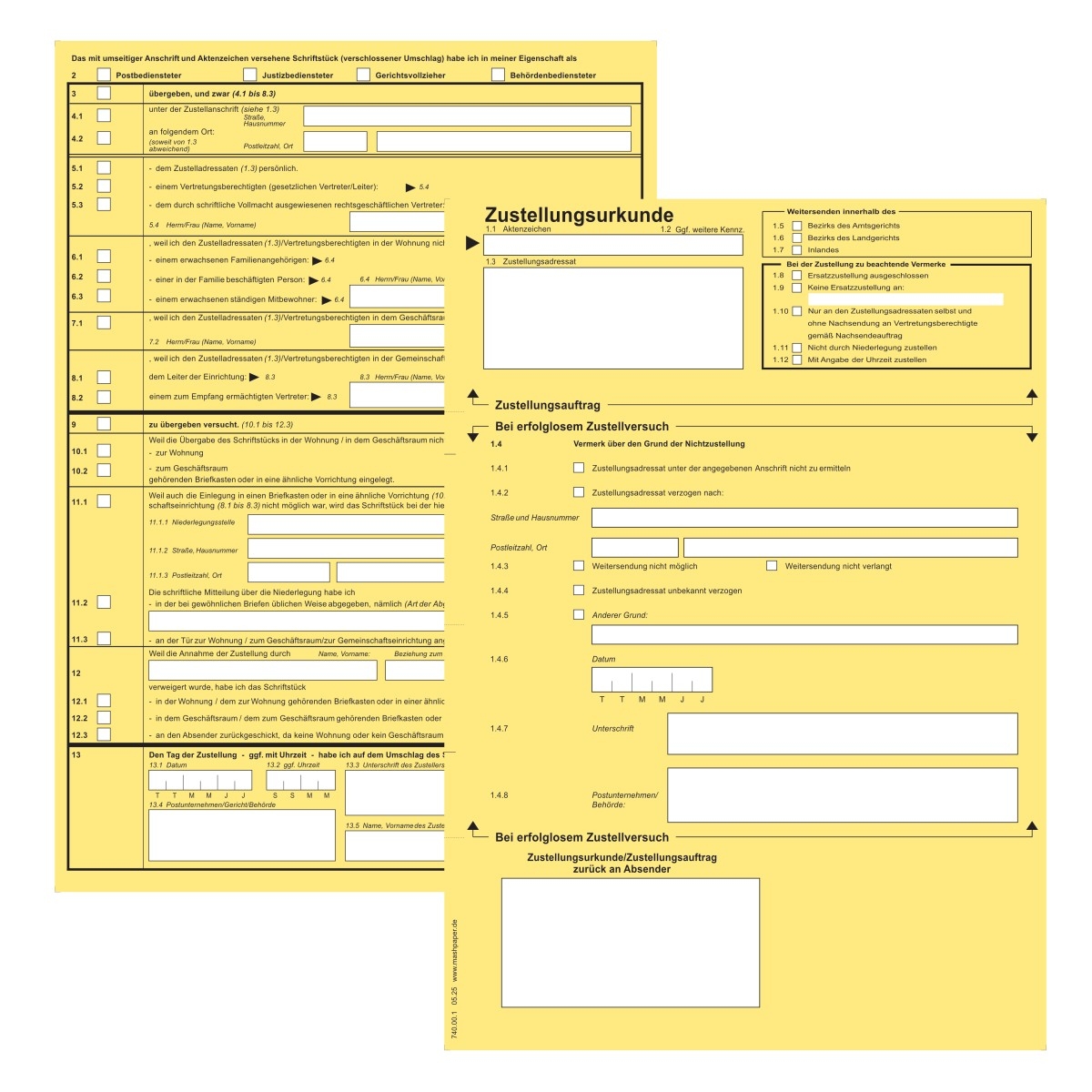 50 X Postzustellungsurkunde Zustellungsurkunde Einzelblatt F r Laser Und InkJet Drucker Ohne Kreuz Inland Ohne Eindruck Post AG 