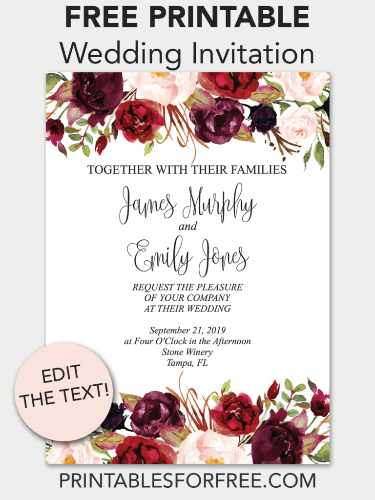 7 Best Free Printable Wedding Invitation Templates Ideas Free 