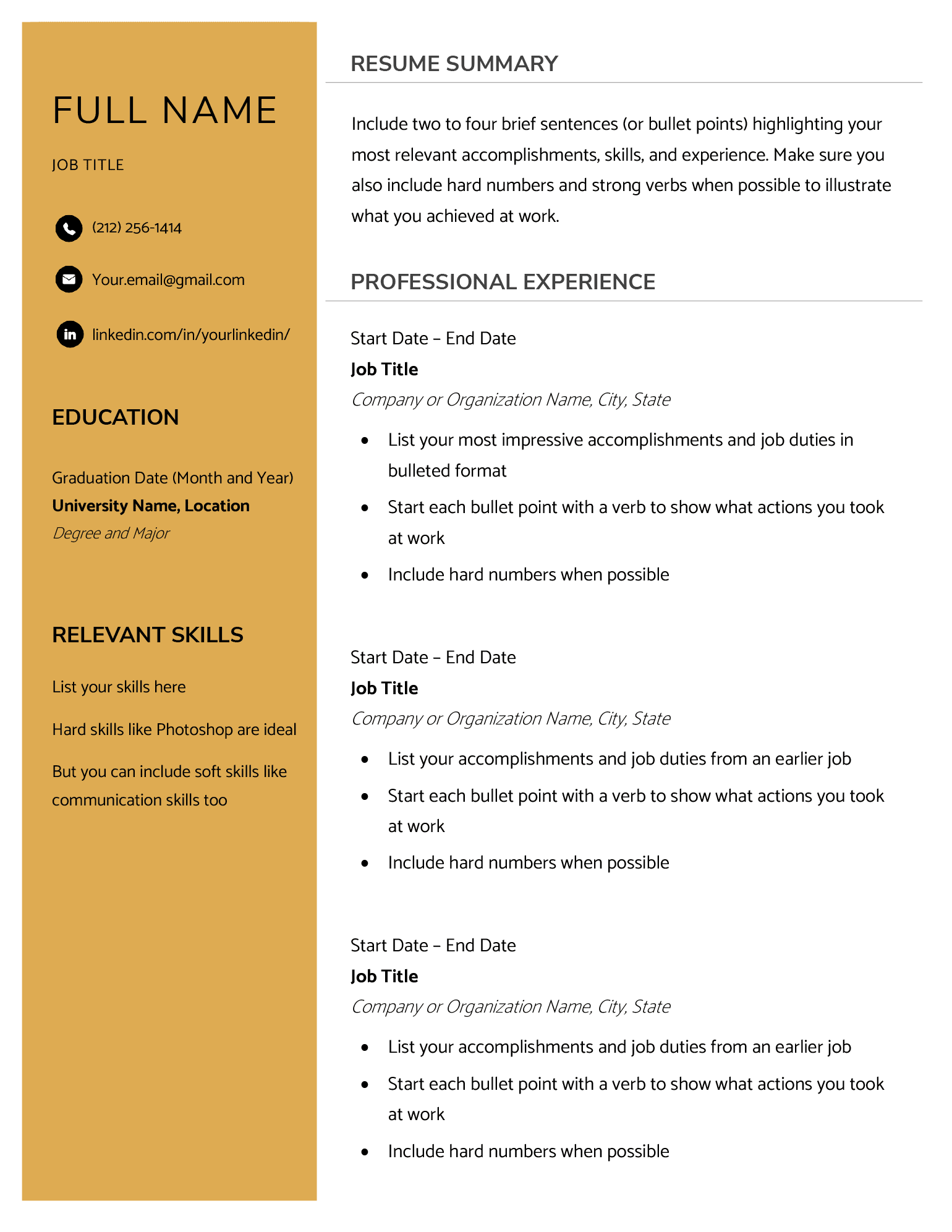 8 Blank Resume Templates Free To Download 
