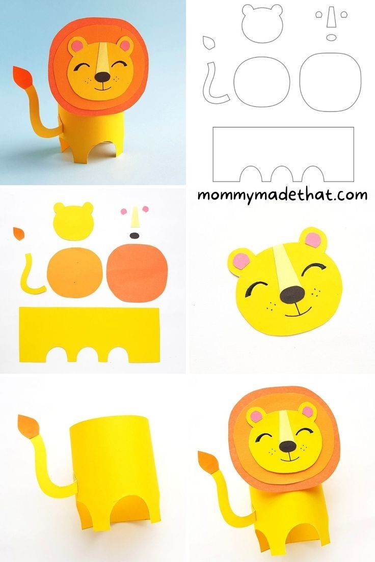 Adorable 3D Paper Lion Craft Free Template
