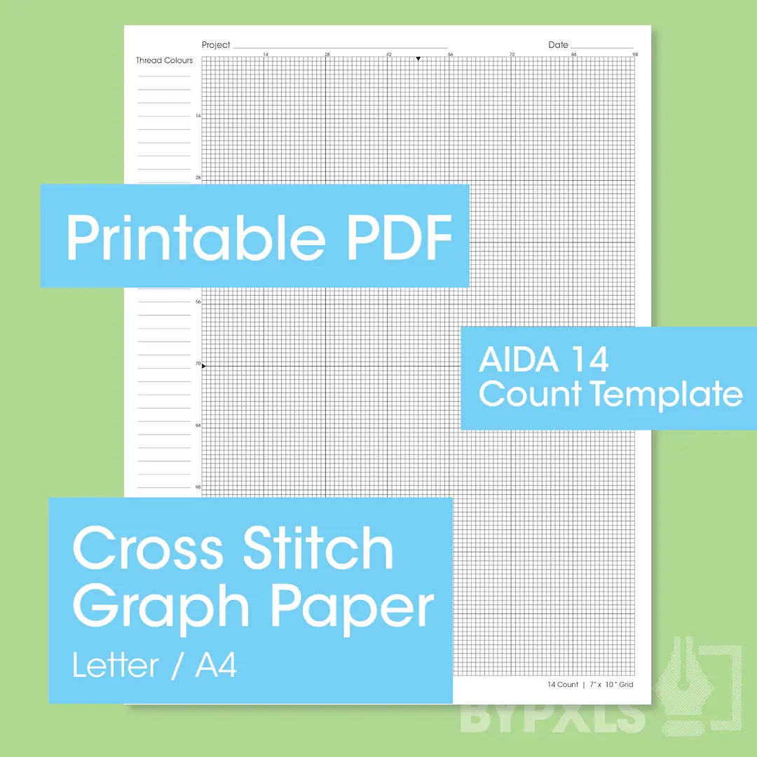 Aida 14 Count Cross Stitch Graph Paper PDF Instant Download 