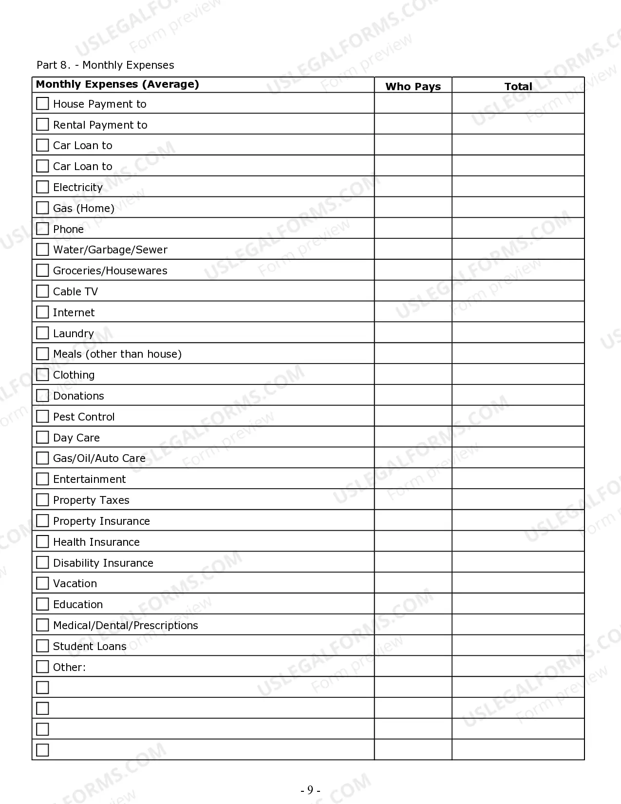 Alaska Divorce Worksheet And Law Summary For Contested Or 
