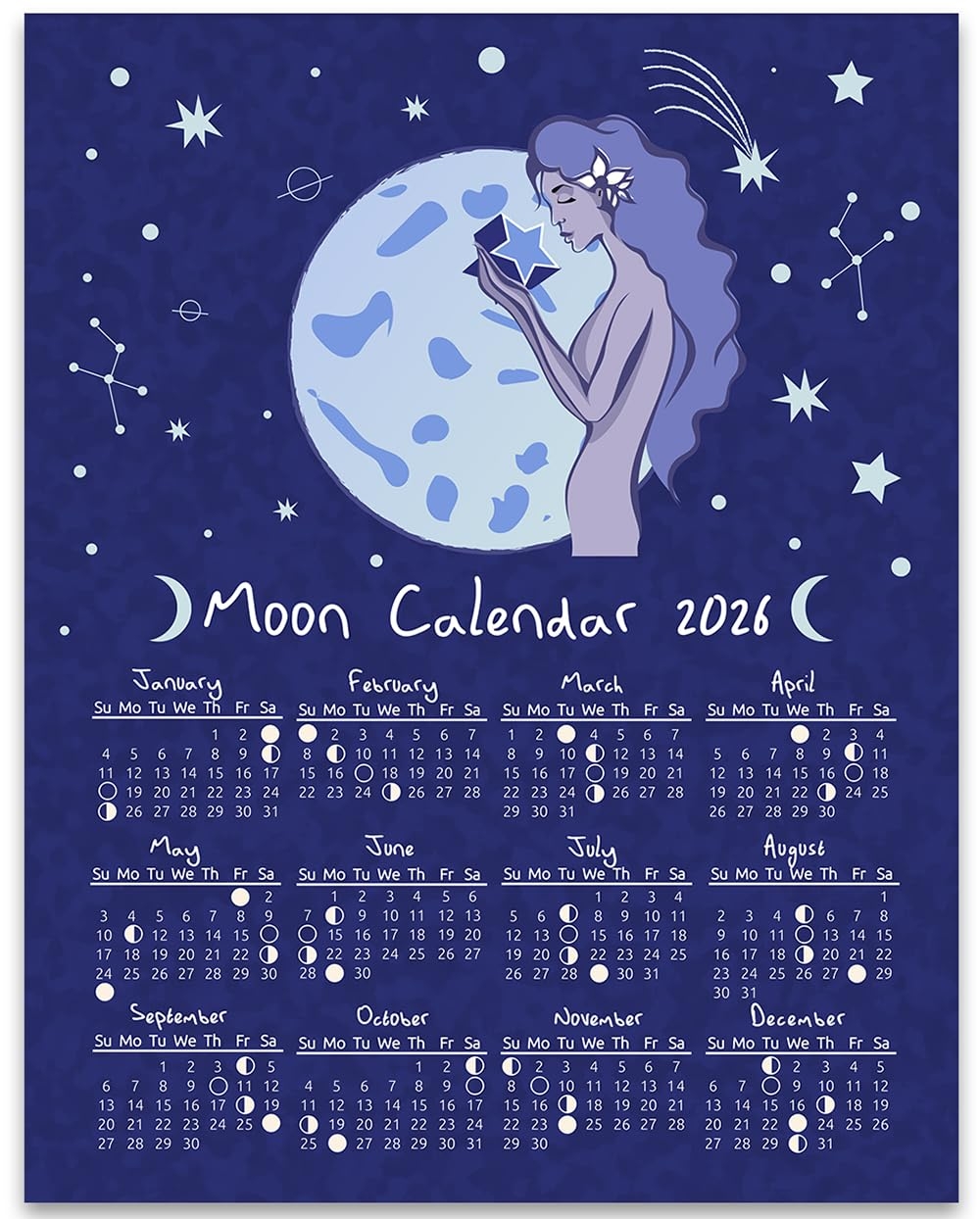 Printable December 2026 Moon Phase Calendar