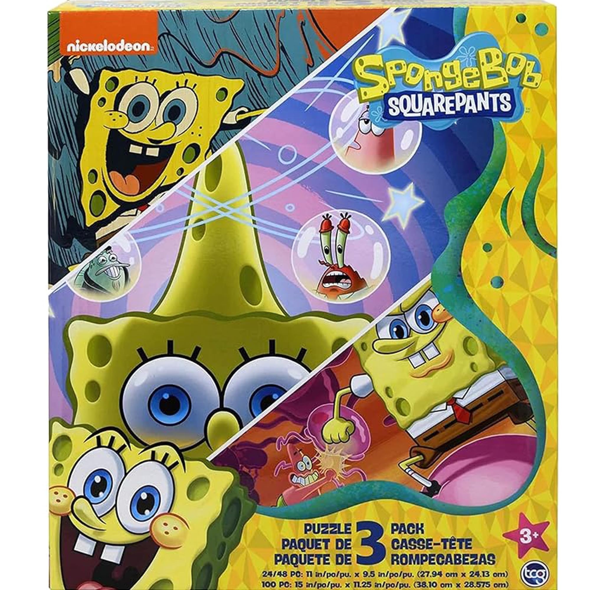 Amazon Spongebob Squarepants 3 In 1 Jigsaw Puzzles For Kids 