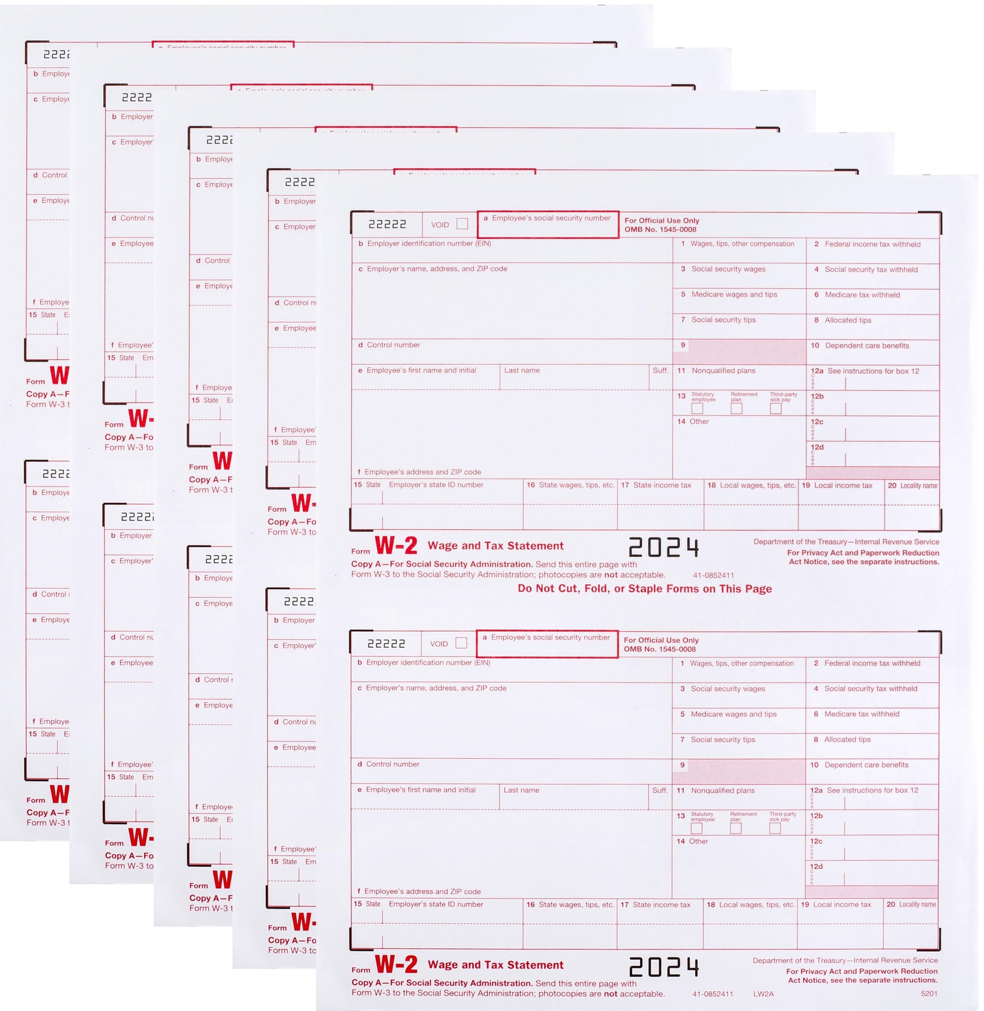 Amazon W2 Forms 2025 Copy A W 2 Federal Income Laser Tax 