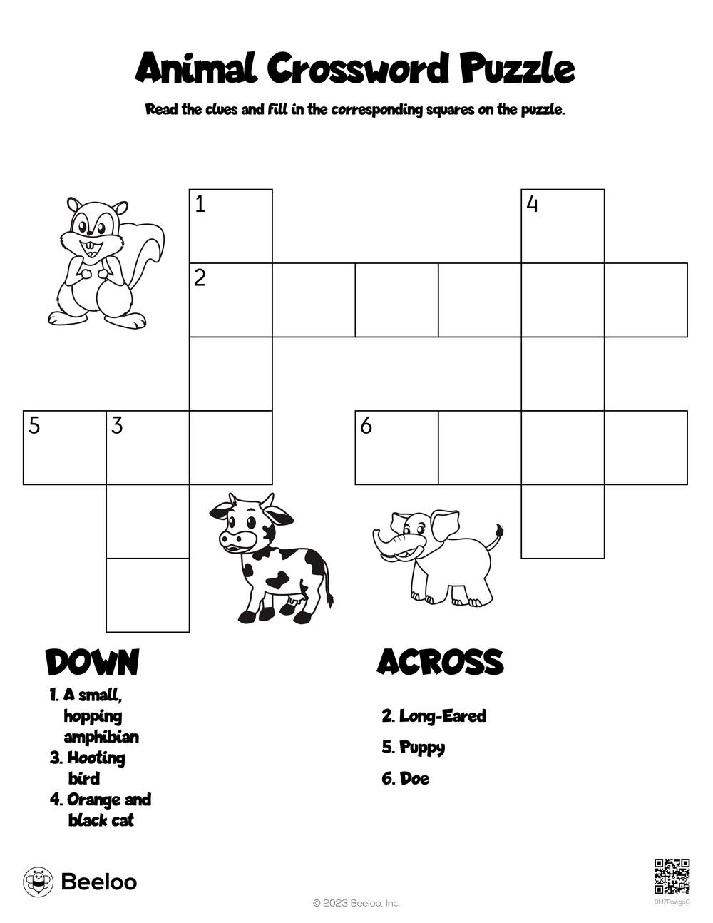 Kindergarten Crossword Puzzles Printable