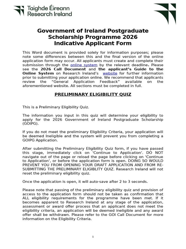 applicant indicative form 2026 goipg pdf academic degree