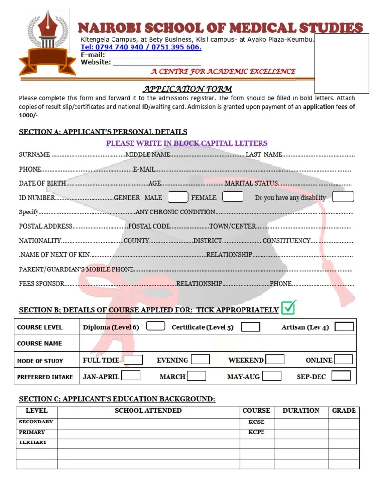 Application Form 2025 2026 PDF