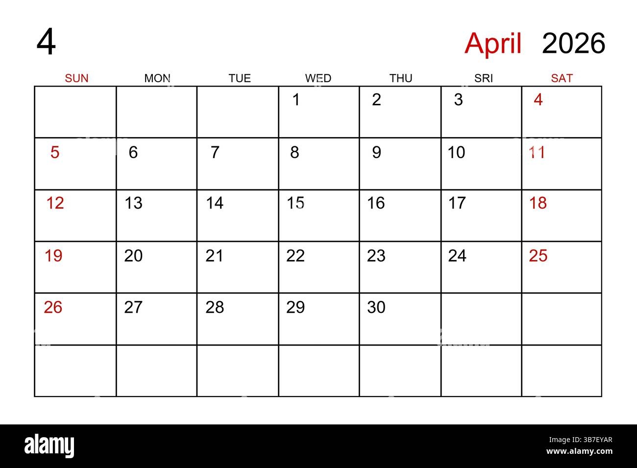 Blank Calendar Pages April 2026