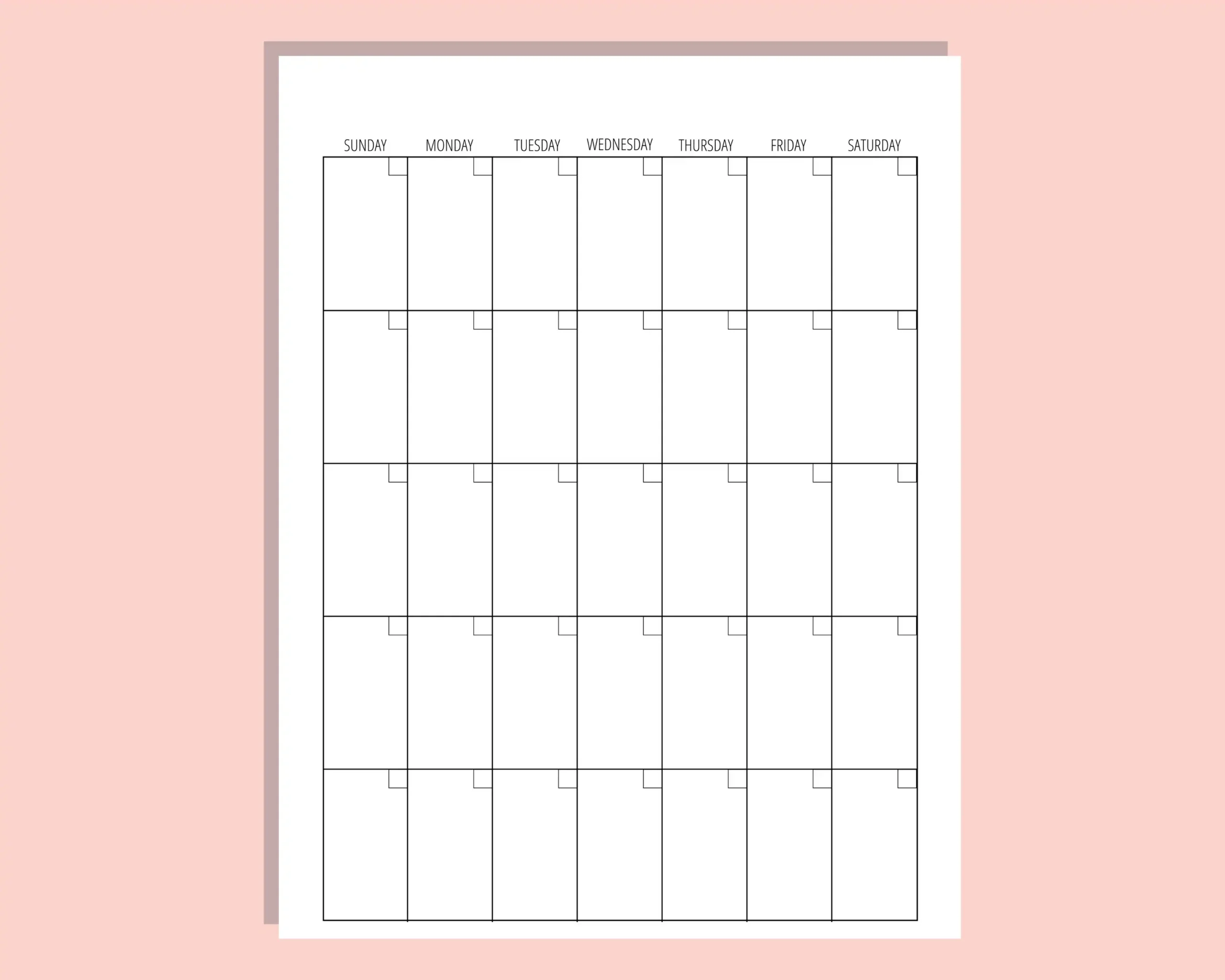 Blank Calendar Template 8 5 X 11 Inches Horizontal Vertical 