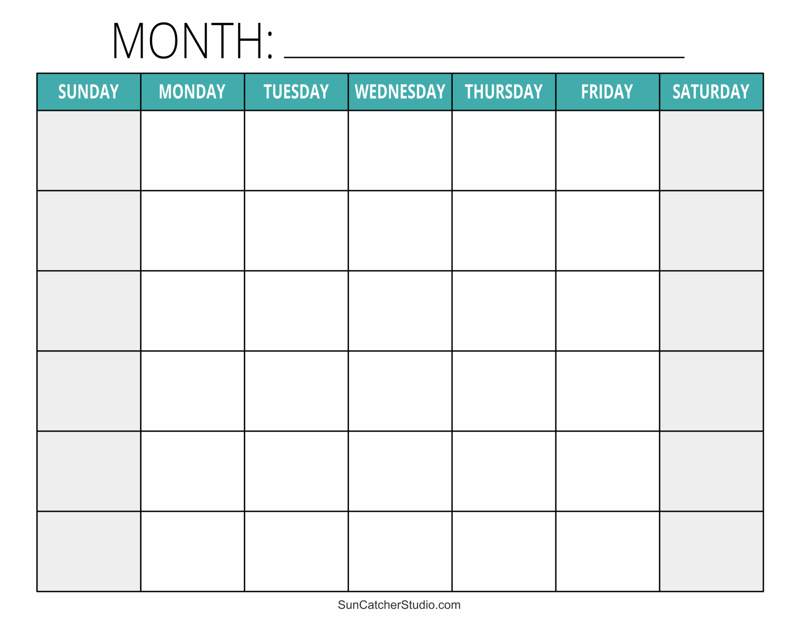 Blank Printable Montly Calendars