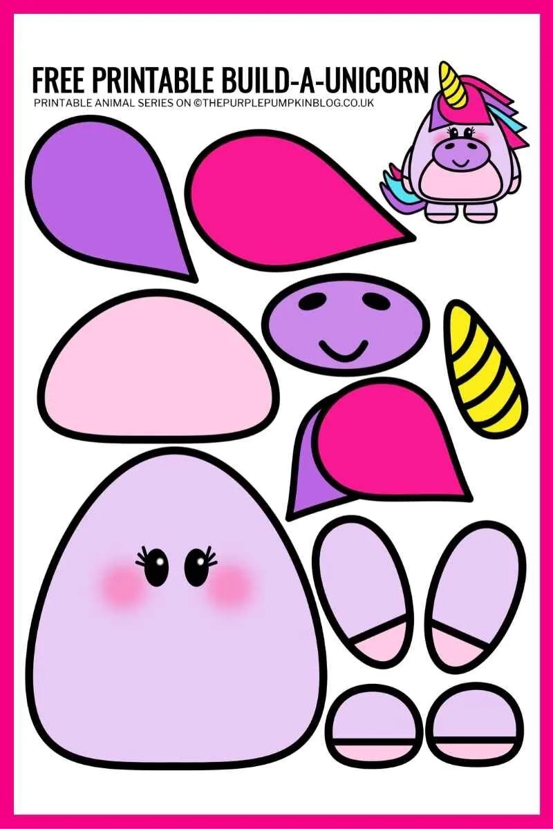 Build A Unicorn Free Printable Paper Unicorn Template