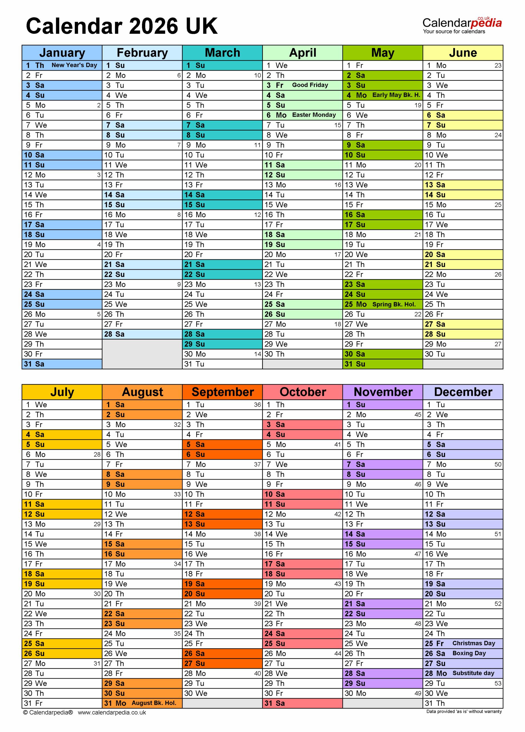 Blank Calendar 2026 Template Word