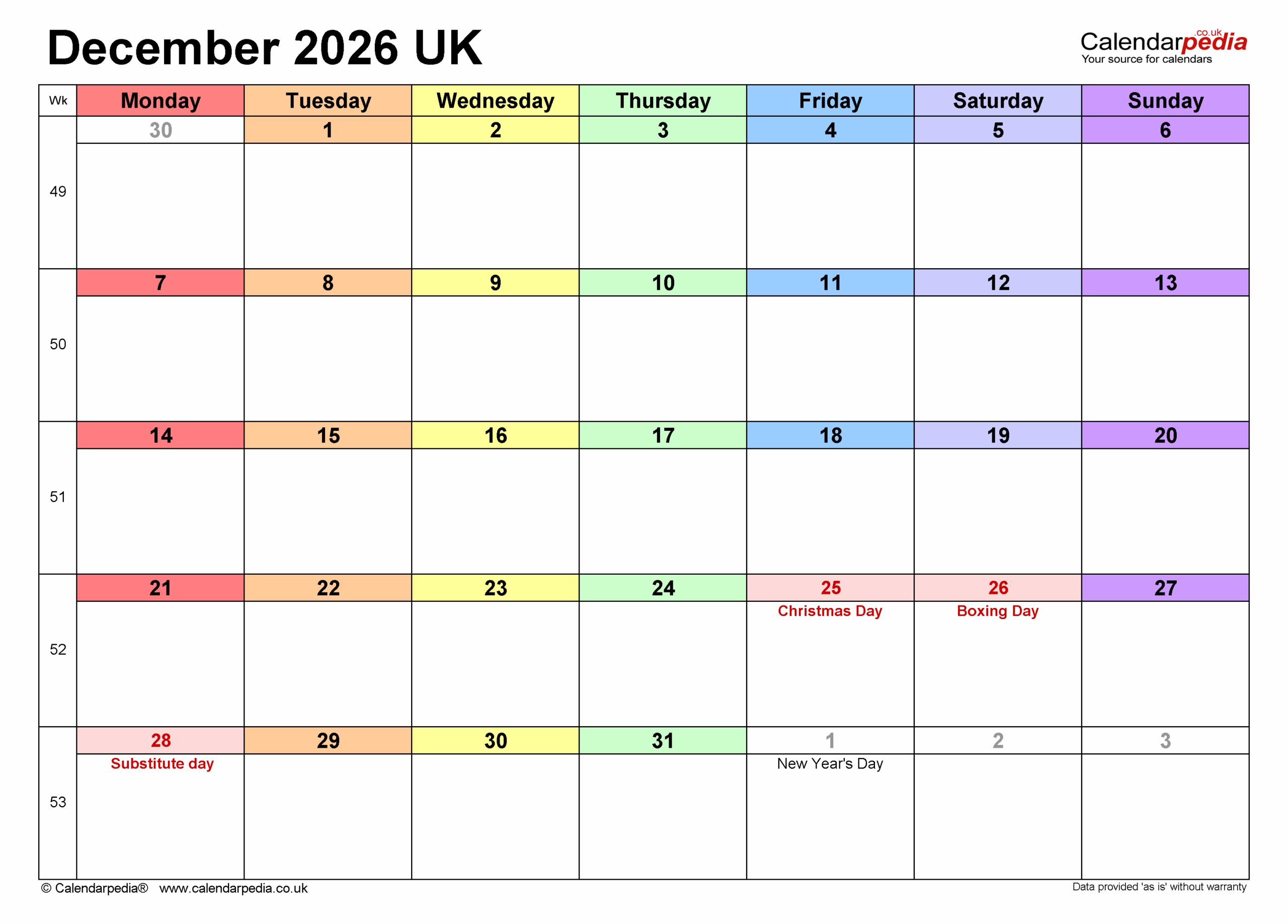 Printable December 2026 Calendar Win Calendar