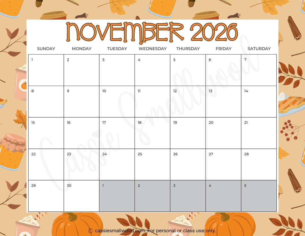 Calendar Printable November 2026