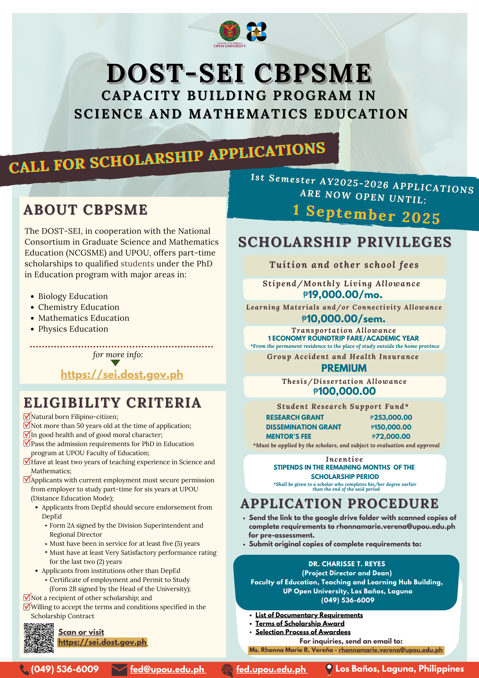 Call For Scholarship Applications For First Semester AY2025 2026 