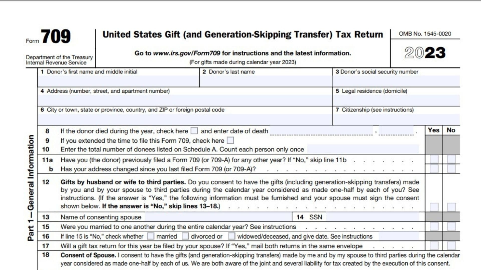 Irs Form 709 For 2026 Printable