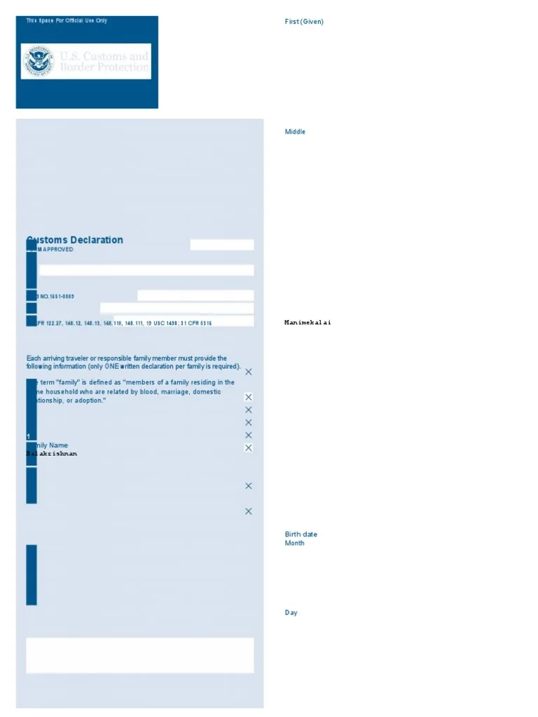 CBP Form 6059B English 1 PDF PDF U S Customs And Border 