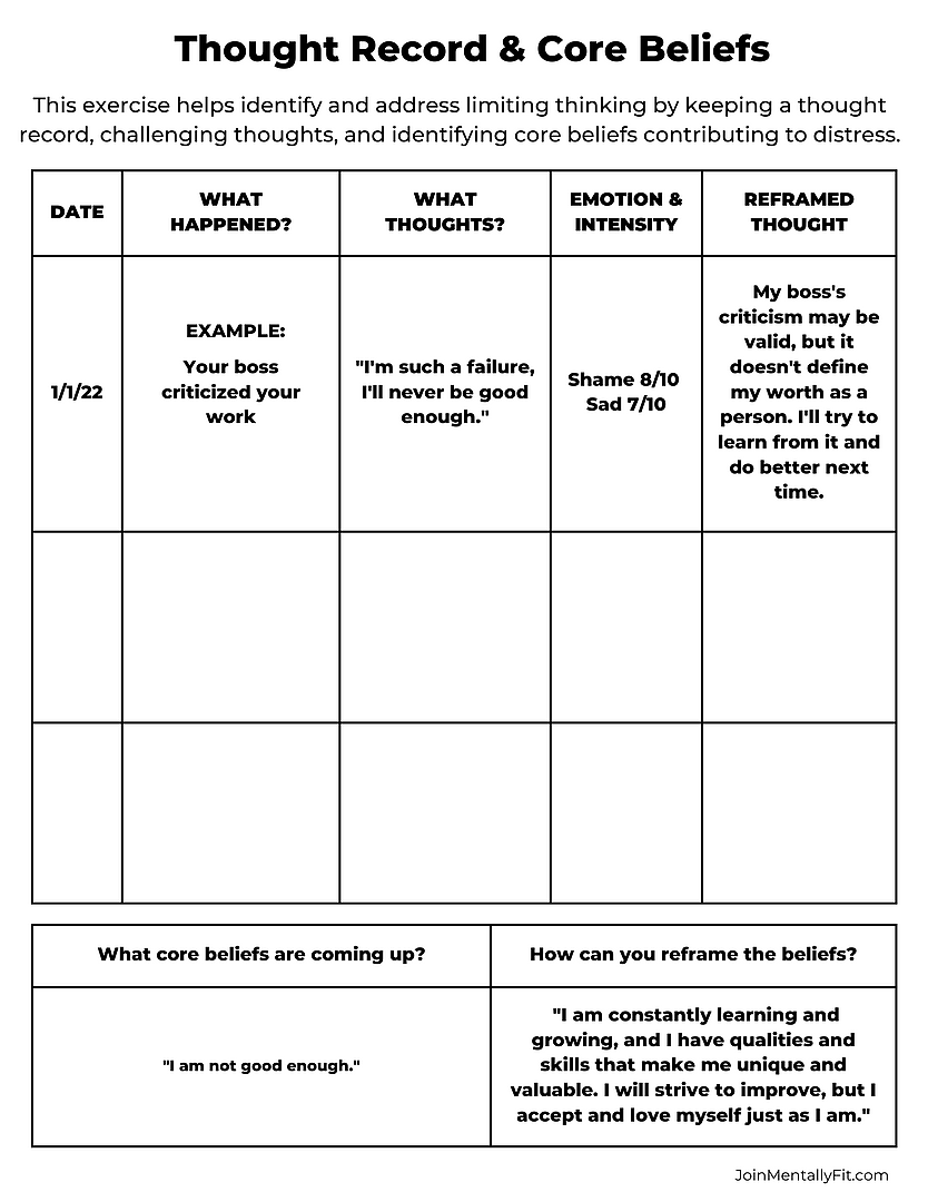 Free Printable Cbt Worksheets