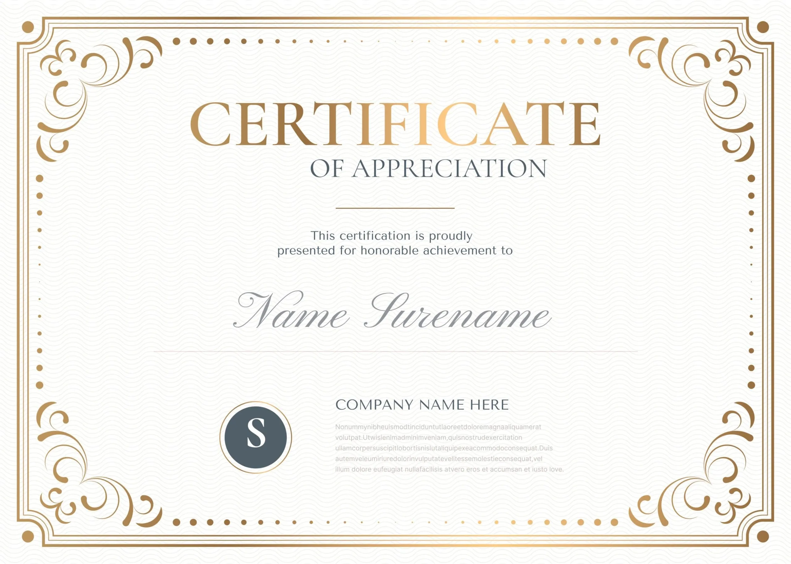 Certificate Of Appreciation Design Template