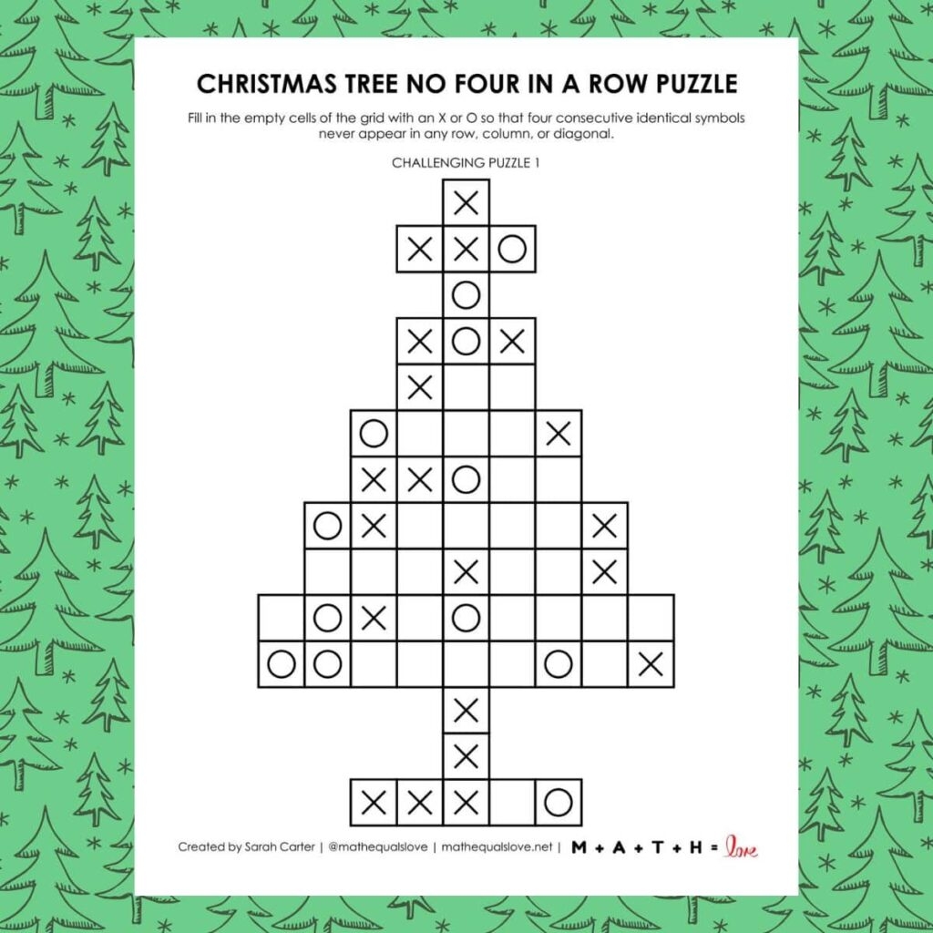 Christmas Tree No Four In A Row Puzzles Math Love