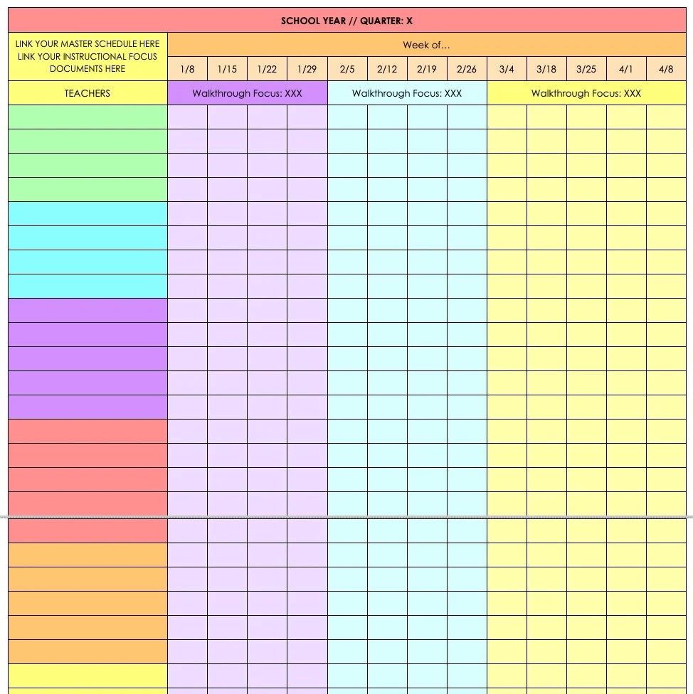 Classroom Walkthrough Tracker editable Template Etsy UK