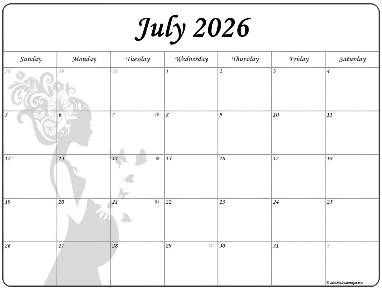 July 2026 Blank Calendar Printable
