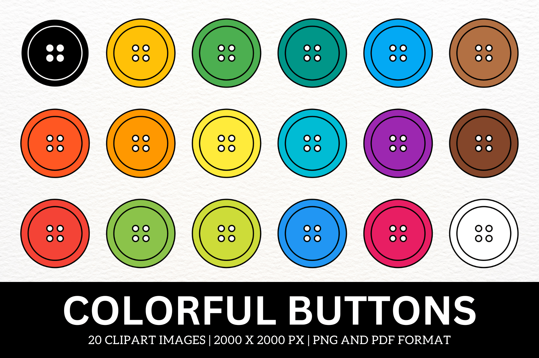 Colorful Buttons Cliparts Grafik Von Atlasart Creative Fabrica